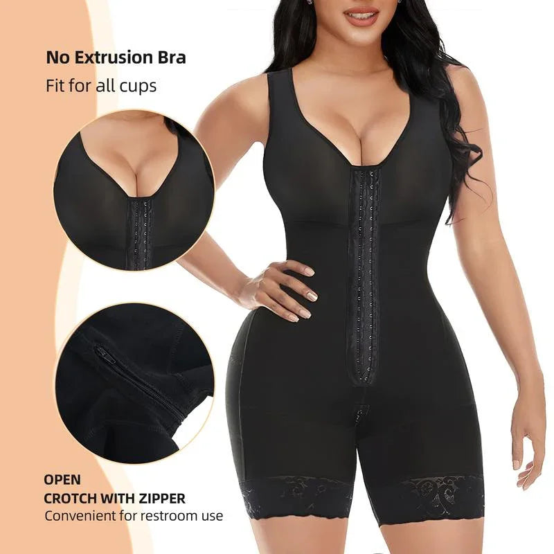 Maeva™ Shaping Bodysuit with 360° Compression, Smart Front Adjustment, and Non-Slip Lace!