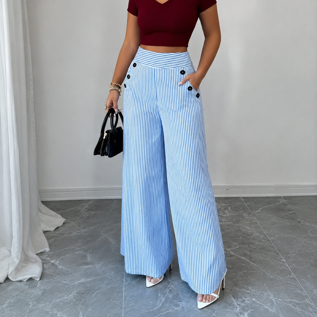 Bellagio™ Palazzo Pants with Tailored Draping and Natural Elegance