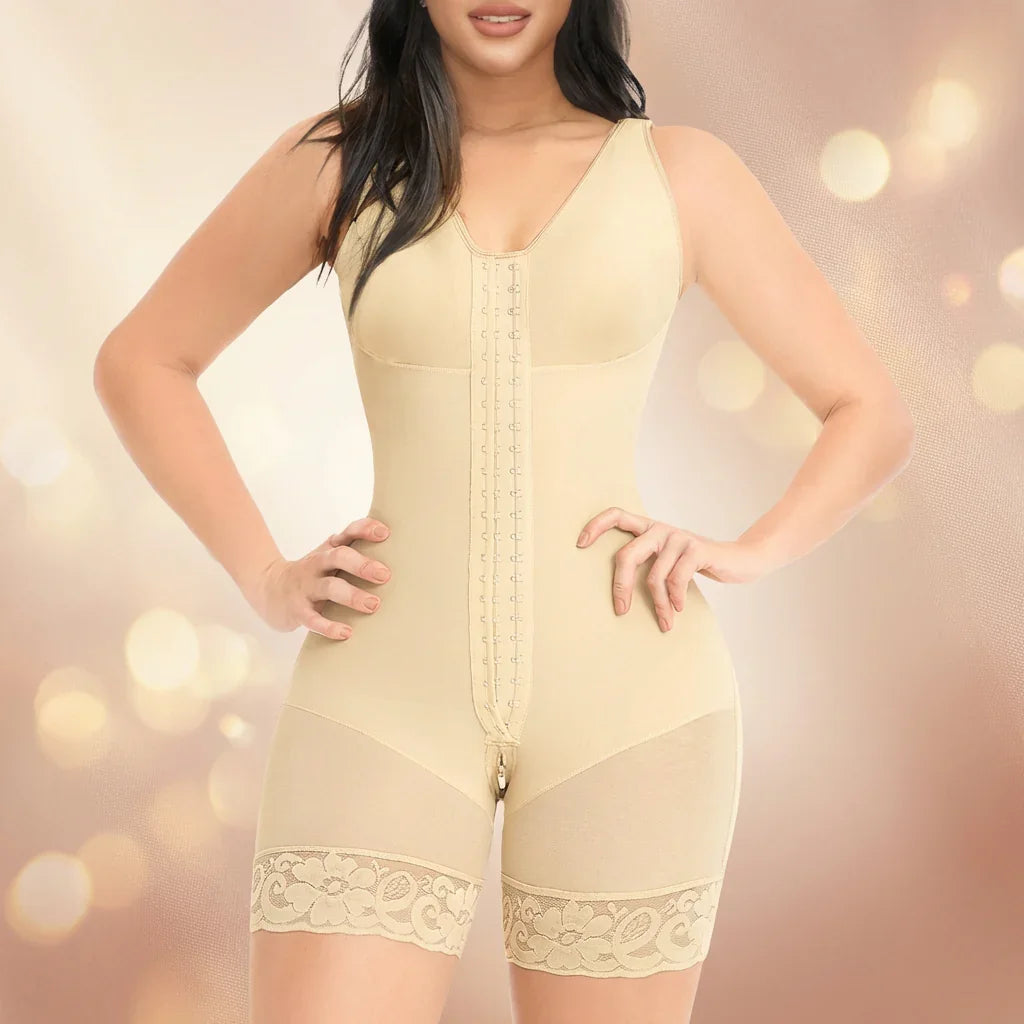 Maeva™ Shaping Bodysuit with 360° Compression, Smart Front Adjustment, and Non-Slip Lace!