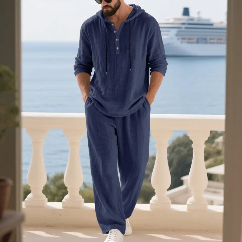 Julian™ Cotton-Linen Set with Long-Sleeve Hooded Top