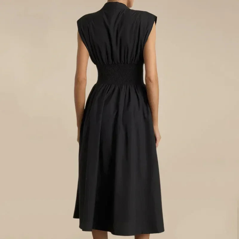 Valenza™ Dress in Premium Twill with Defined Waist / Precise Cut, Imposing Silhouette, and Contemporary Style!