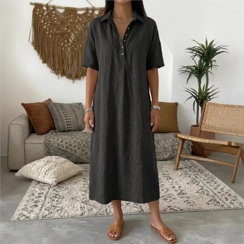 Bianca™ Dress with a Classic Collar and Front Buttons