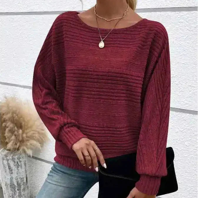 Mirevna™ Textured Knit Sweater With Delicate Neckline