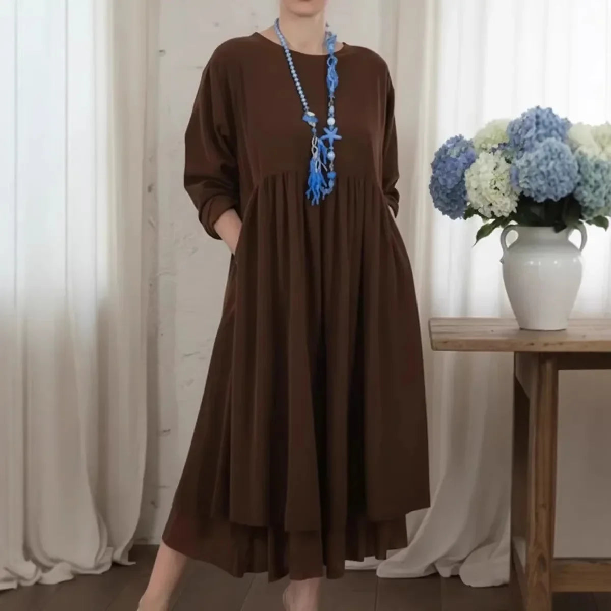 Delmara™ Dress with Relaxed Fit and Minimalist Style