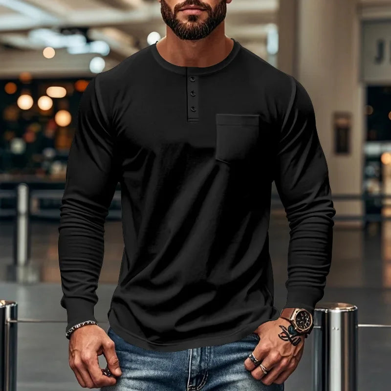 Northline™ Long Sleeve Shirt With Henley Collar and Tailored Fit