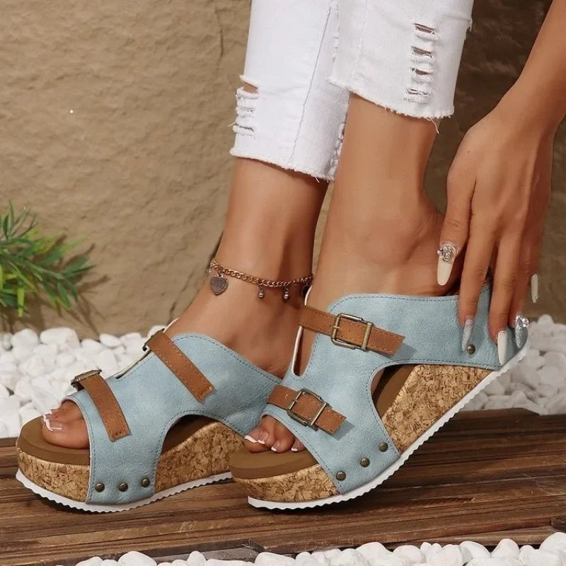 Coraline™ Leather Platform Slide with Double Adjustment