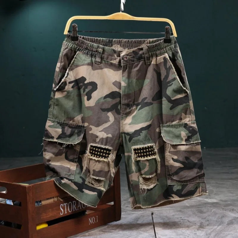 Shorts Treyden™ with Durable Fabric, Camouflage Print and Distressed Details