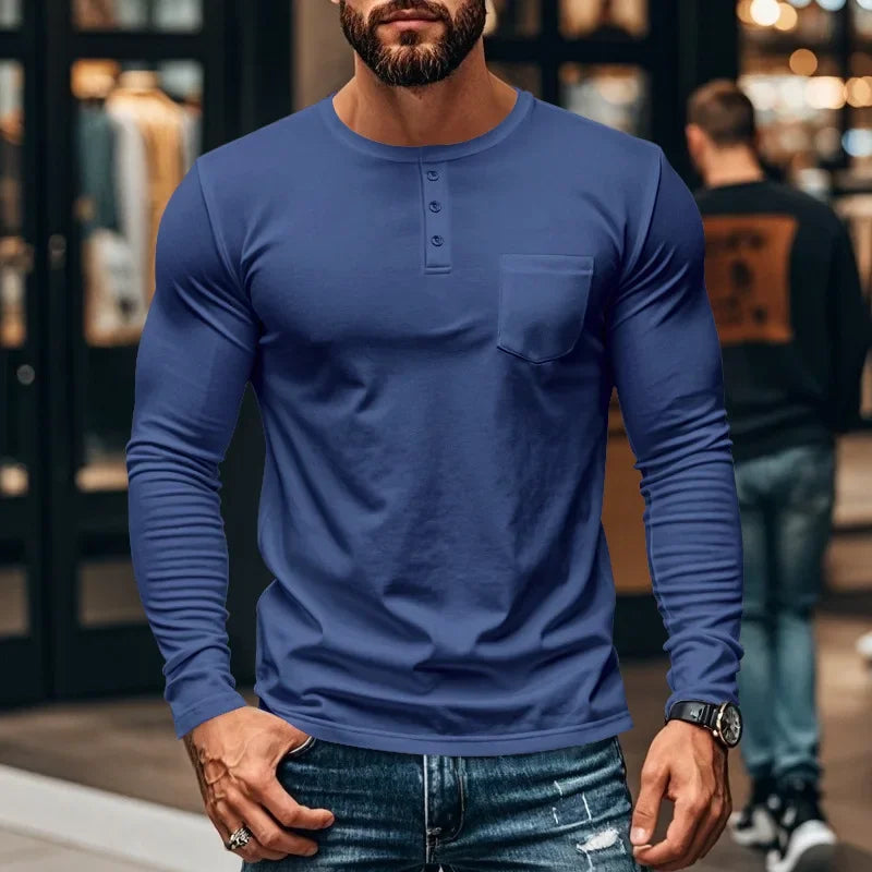 Northline™ Long Sleeve Shirt With Henley Collar and Tailored Fit