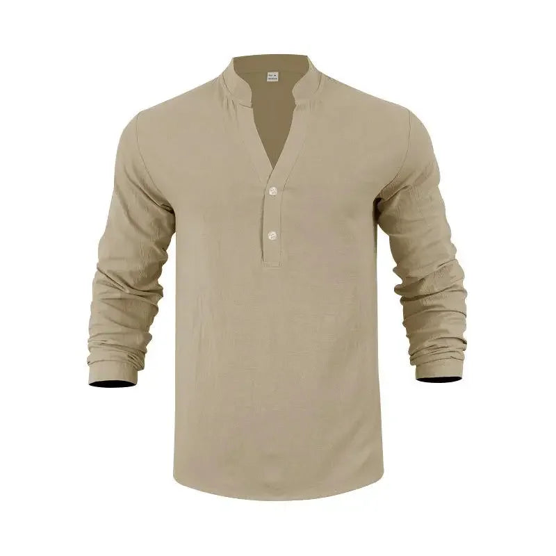 Orvian™ Shirt in Premium Linen with Minimalist Henley Collar