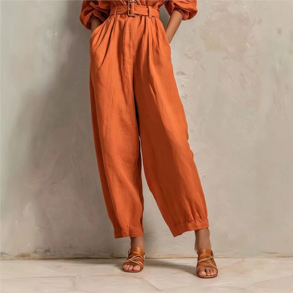 Terrena™ Jumpsuit with Front Buttons and Defined Waist.