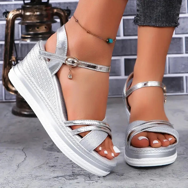 Dourena™ Platform Wedge Sandals With Cross Straps