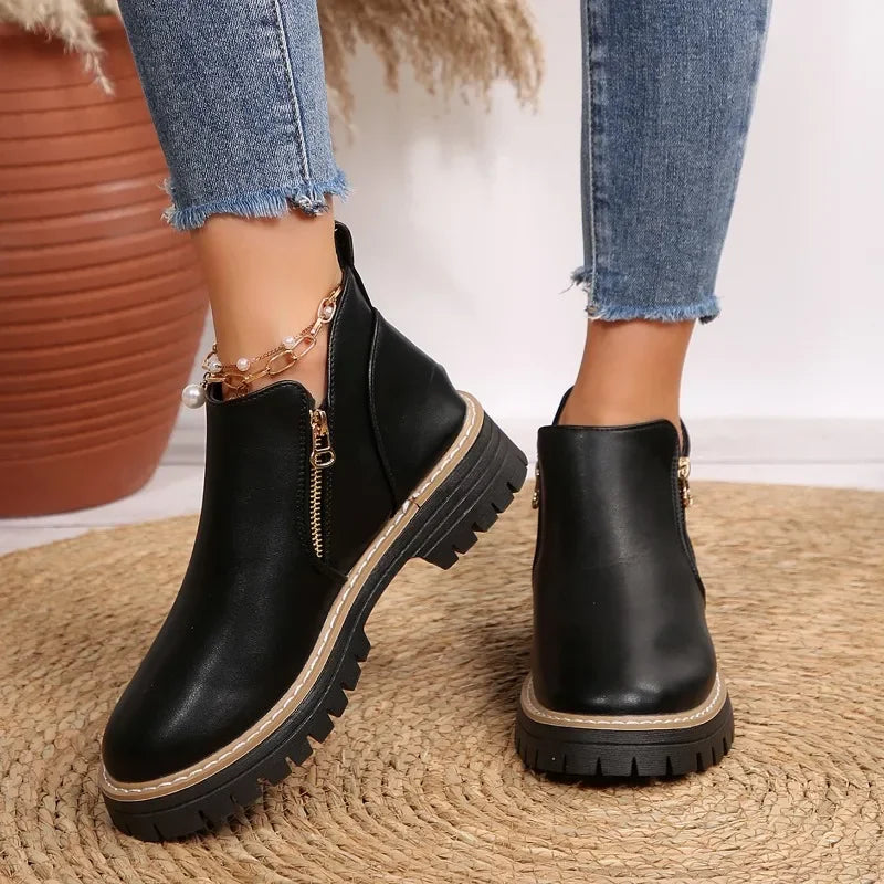 Kallix™ Ankle Boots with Side Zipper Closure
