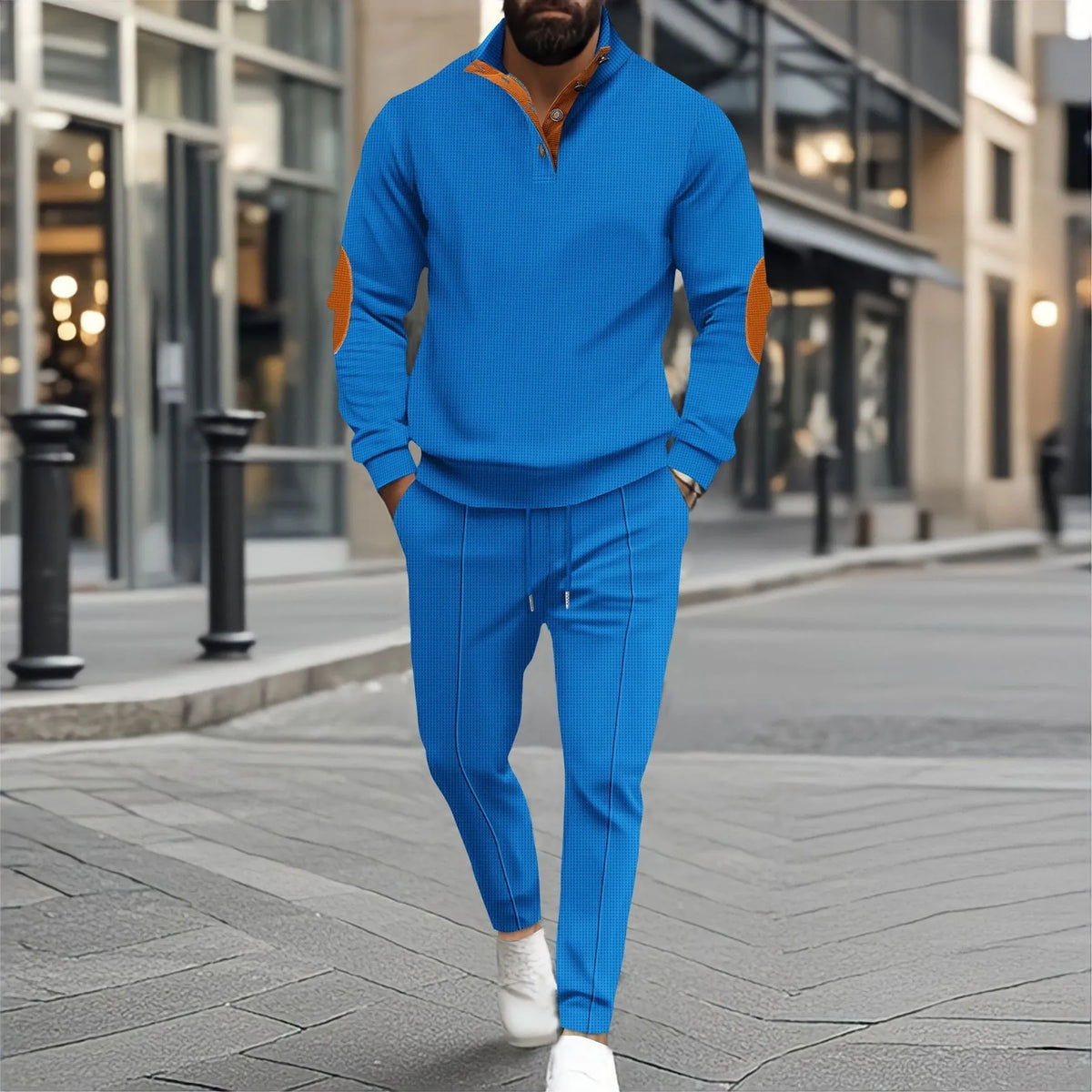 Set Hudson™ with High-Collar Pullover, Elbow Patches and Tapered Pants