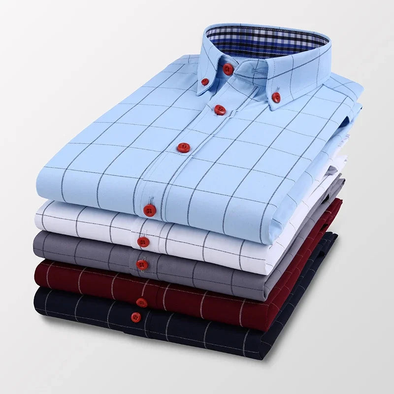 Shirt Alaric™ with Windowpane Pattern, Button-Down Collar and Contrast Buttons