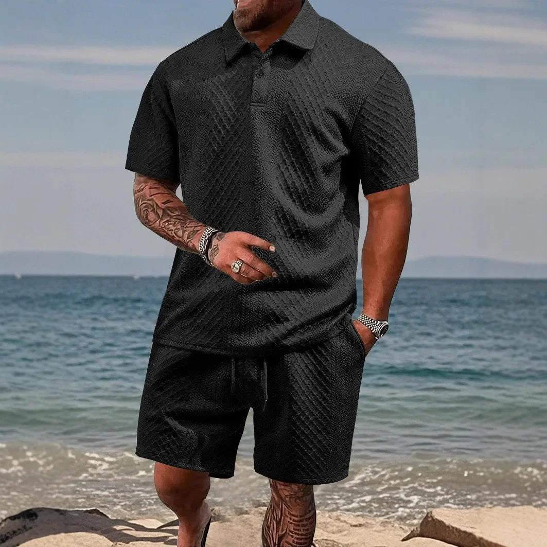 Cristiano™ Set with Textured Knit Fabric and a Structured Polo Collar