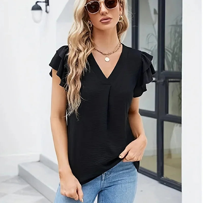 Polly™ Top with Layered Sleeves and Front Pleat