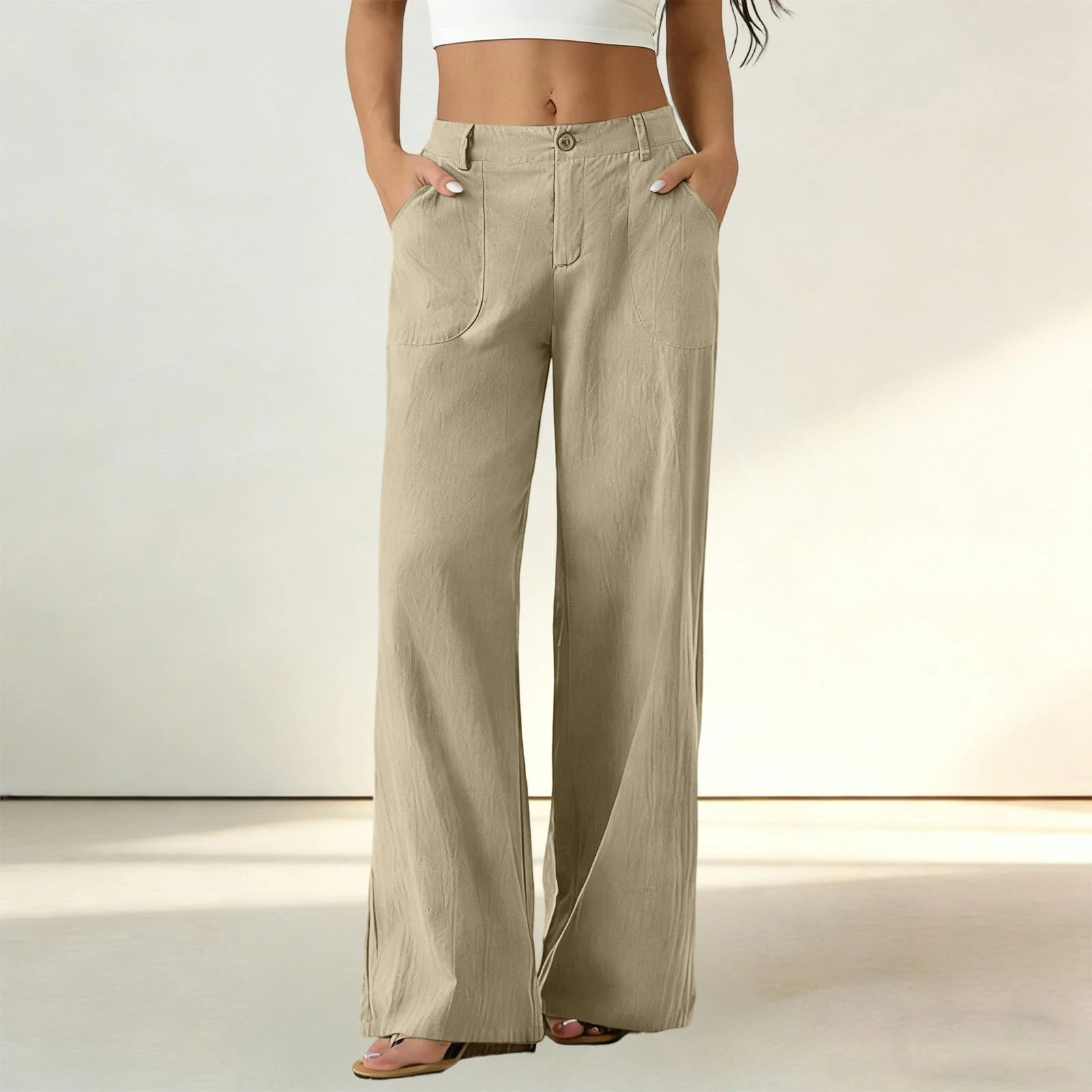 Sorena™ High-Waisted Straight-Leg Pants with Utility Pockets / Comfort That Keeps Your Look Perfectly Polished