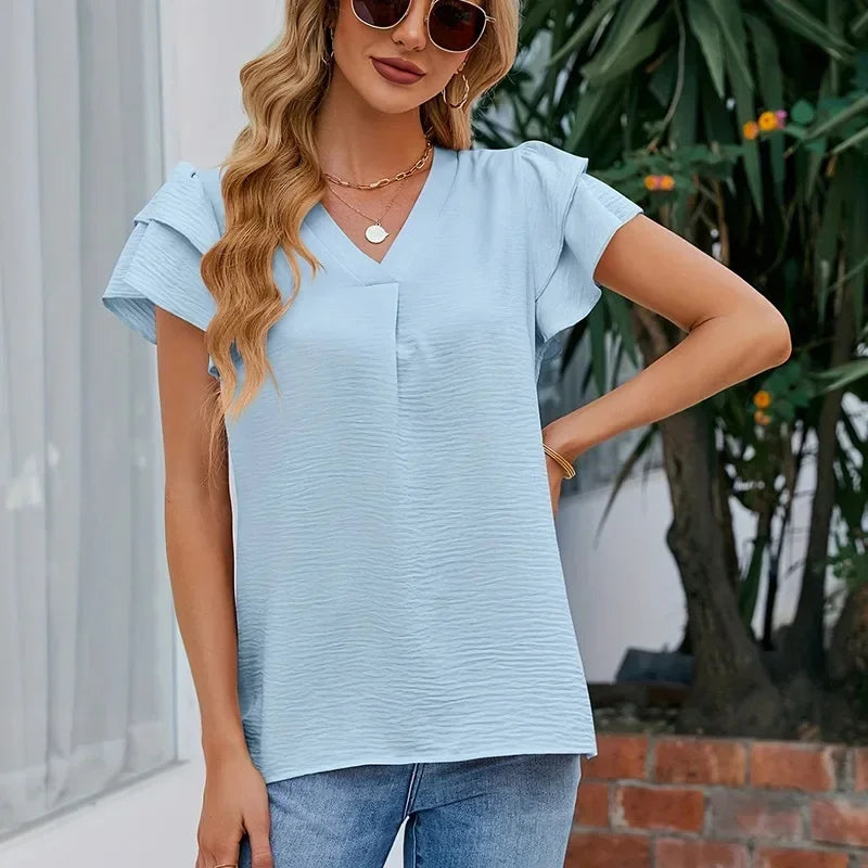 Polly™ Top with Layered Sleeves and Front Pleat