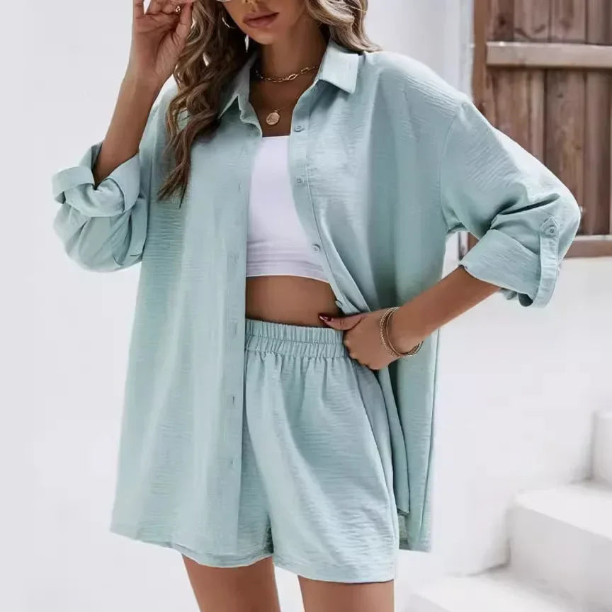 Soul™ Textured Cotton Set with Relaxed Shirt & Easy Shorts / Everyday Comfort with Polished Ease