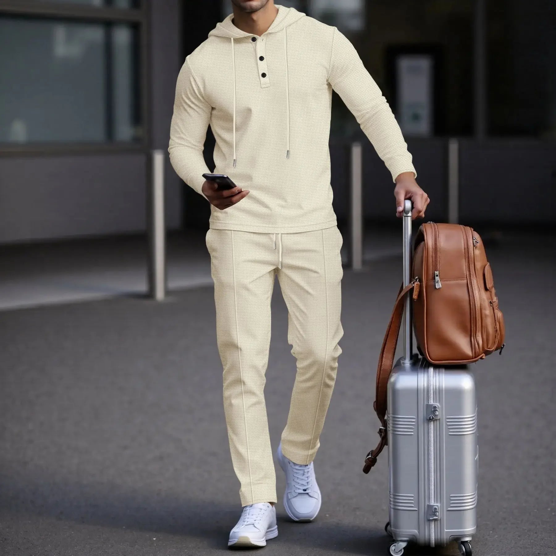 Manchester™ Textured Cotton Hoodie and Slim Pants Set