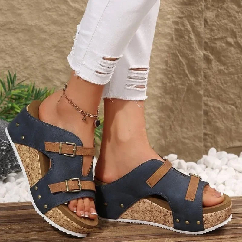 Coraline™ Leather Platform Slide with Double Adjustment