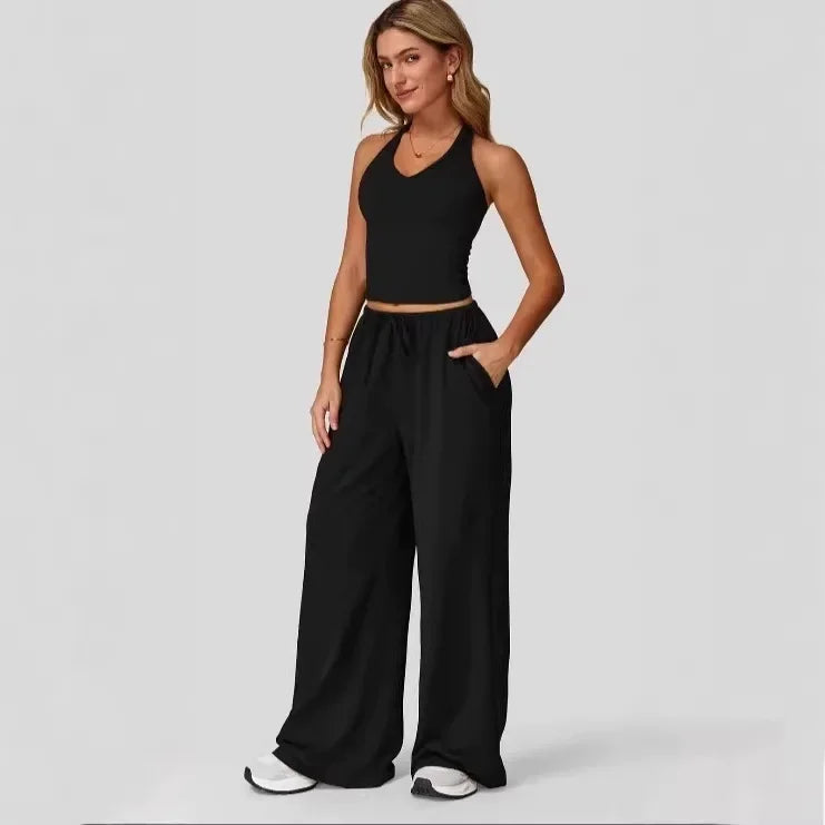 Lunary™ Set With Minimalist Top and Flowing Wide-Leg Pants