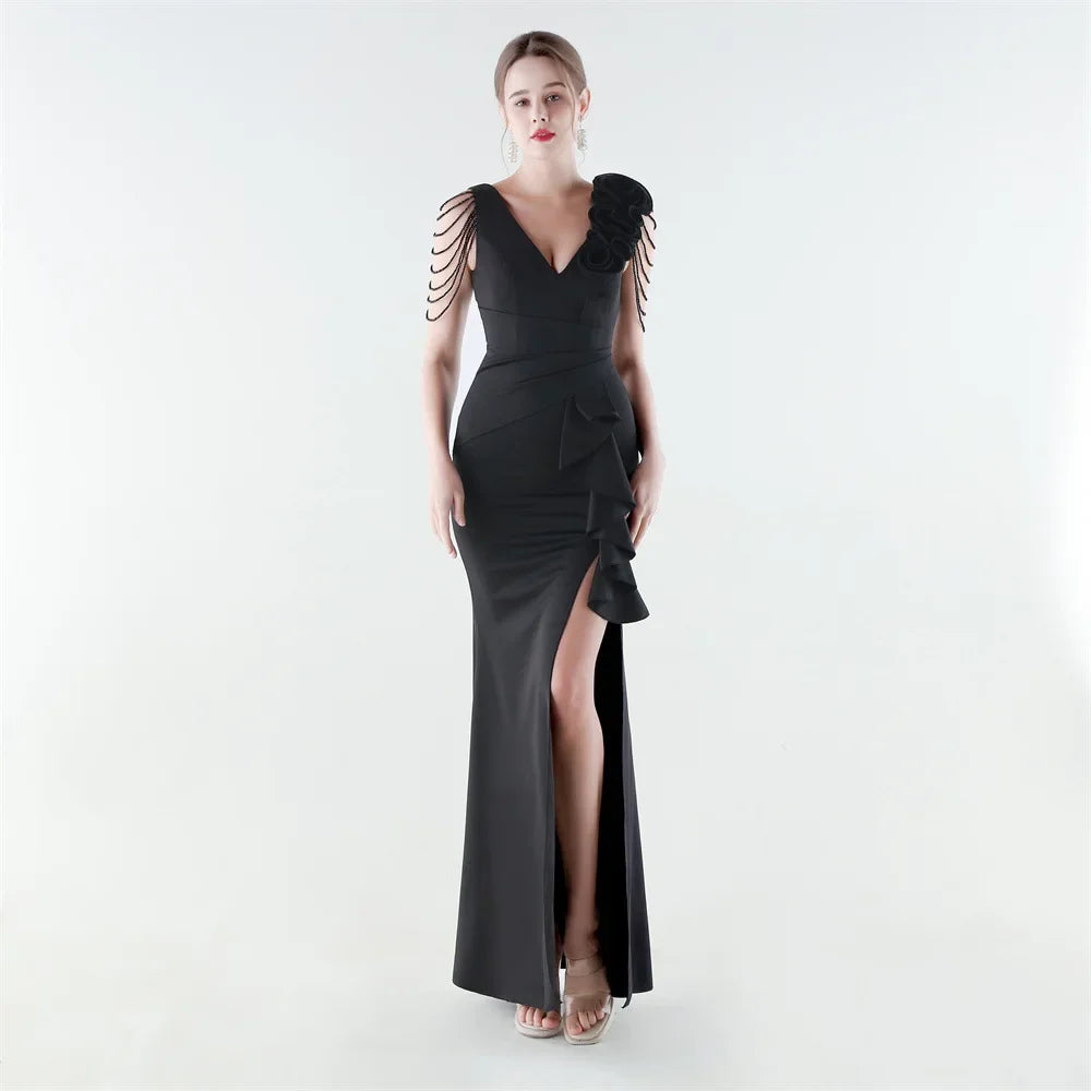 Aurielle™ Dress with Decorated Shoulder and Premium Finish