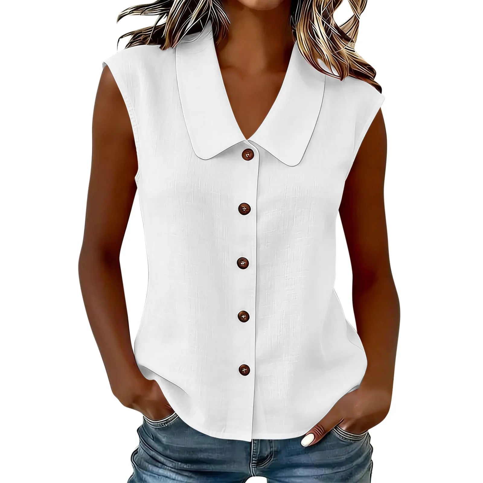 Celinea™ Cotton-Linen Shirt With Elegant Collar And Front Buttons