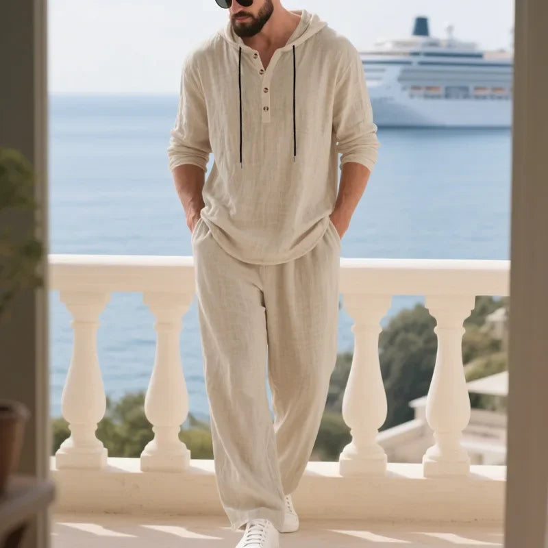 Julian™ Cotton-Linen Set with Long-Sleeve Hooded Top