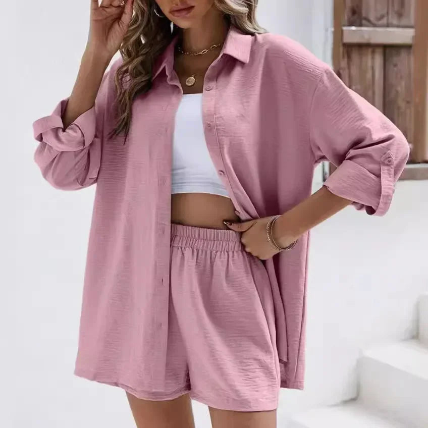 Soul™ Textured Cotton Set with Relaxed Shirt & Easy Shorts / Everyday Comfort with Polished Ease