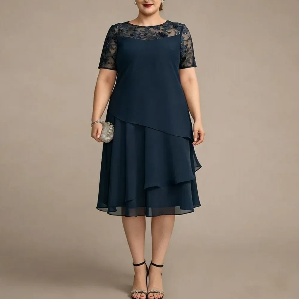 Monéa™ Dress with Lace Detail and Elegant Layered Design