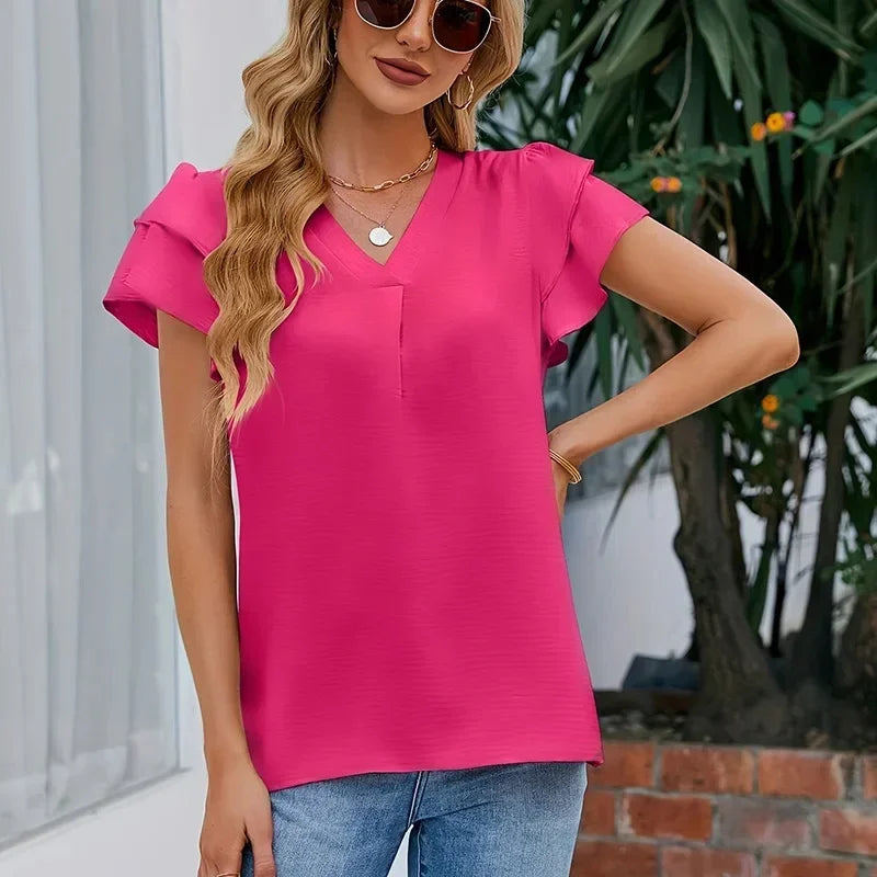 Polly™ Top with Layered Sleeves and Front Pleat