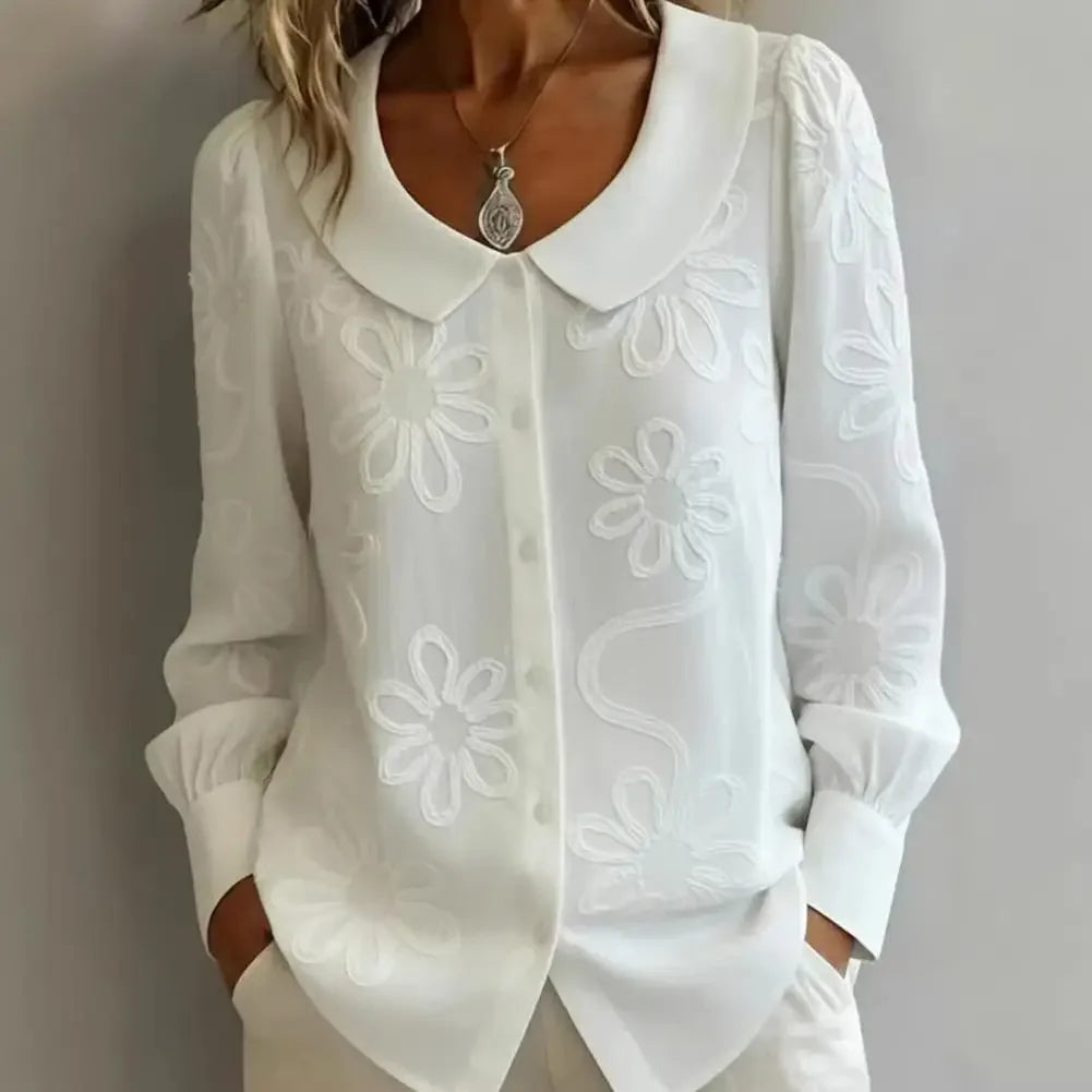 Fiorenne™ Shirt with Floral Embroidery and a Flowing Silhouette