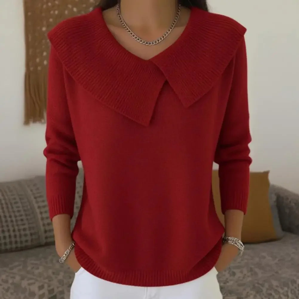 Noelle™ Sweater in Textured Knit with Stylized Collar