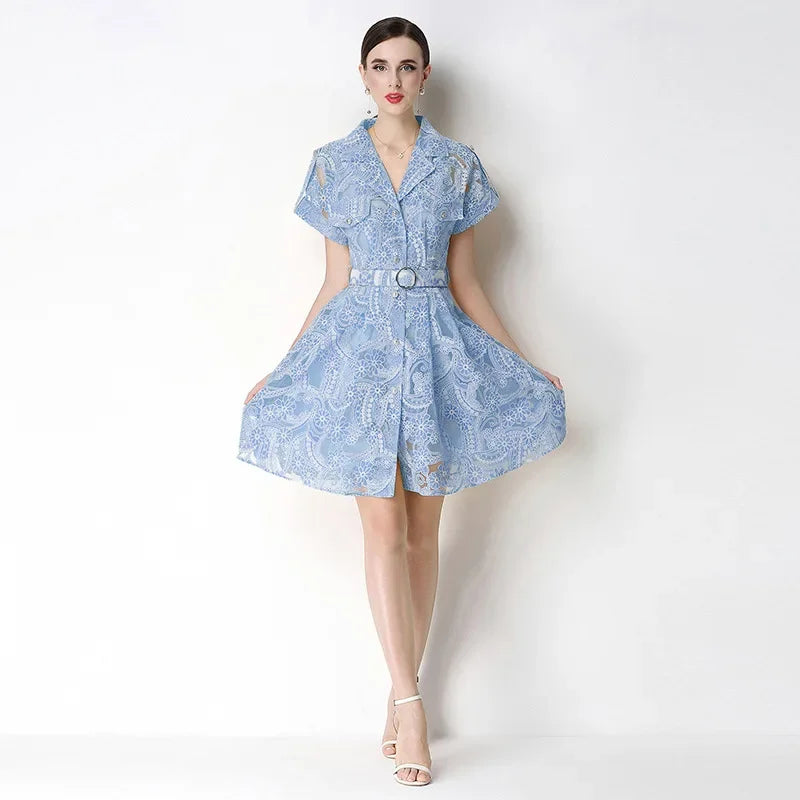 Celestine™ Dress In Delicate Lace with Built-In Belt