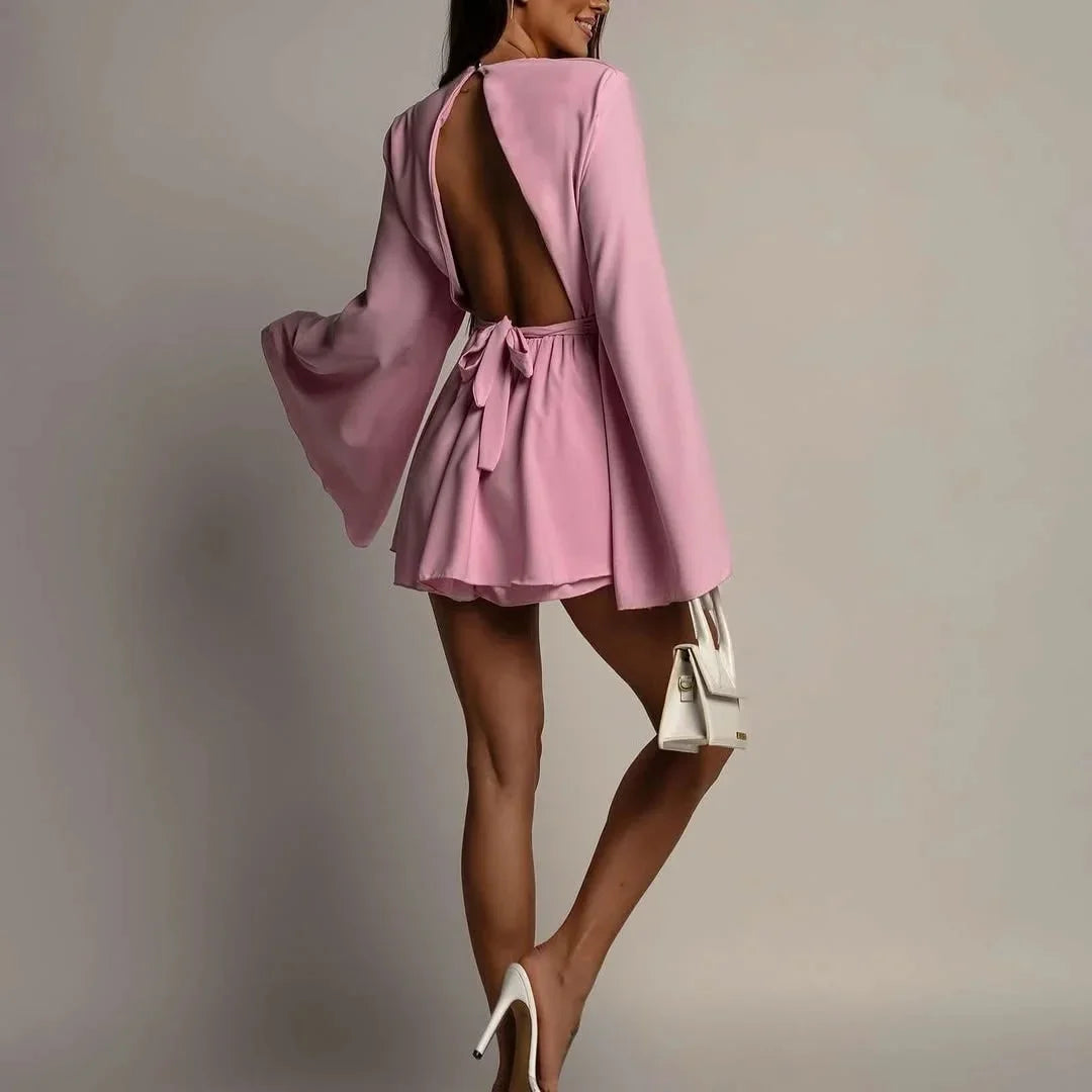 Lunelle™ Romper with Open Back and Delicate Elegance