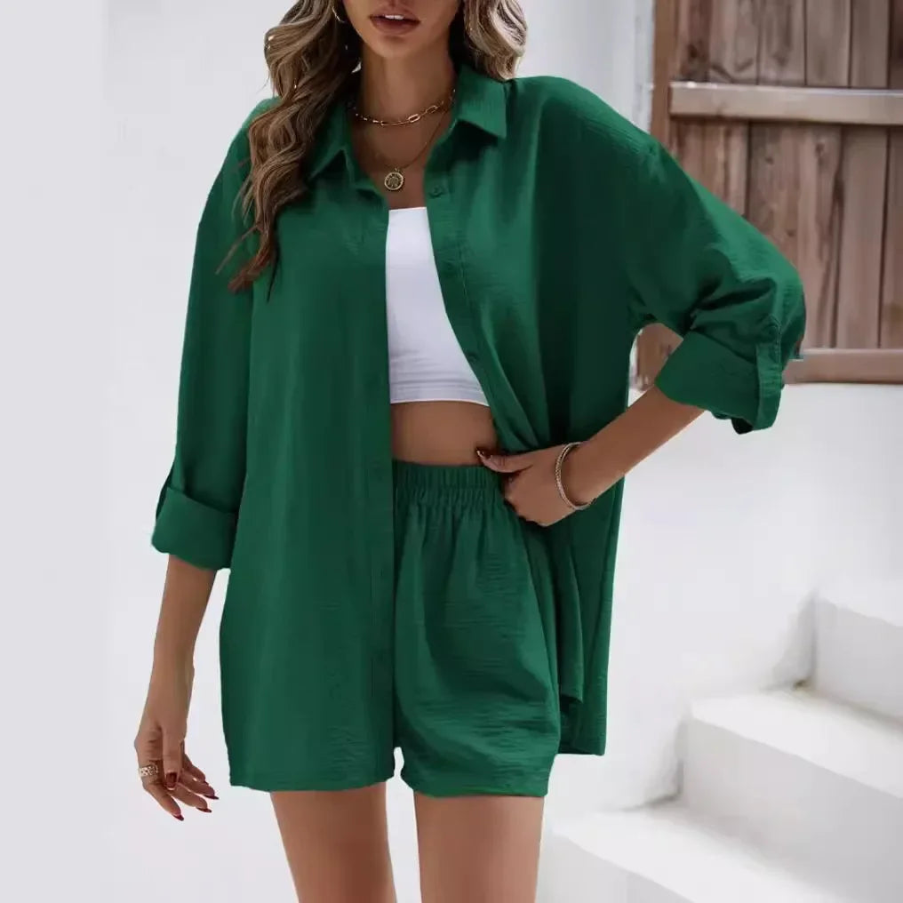 Soul™ Textured Cotton Set with Relaxed Shirt & Easy Shorts / Everyday Comfort with Polished Ease