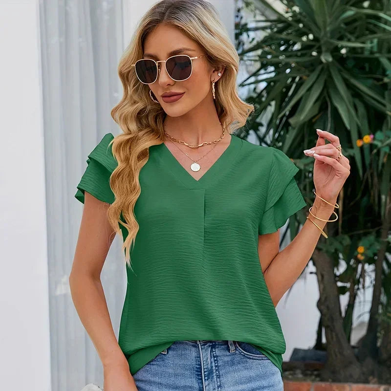 Polly™ Top with Layered Sleeves and Front Pleat