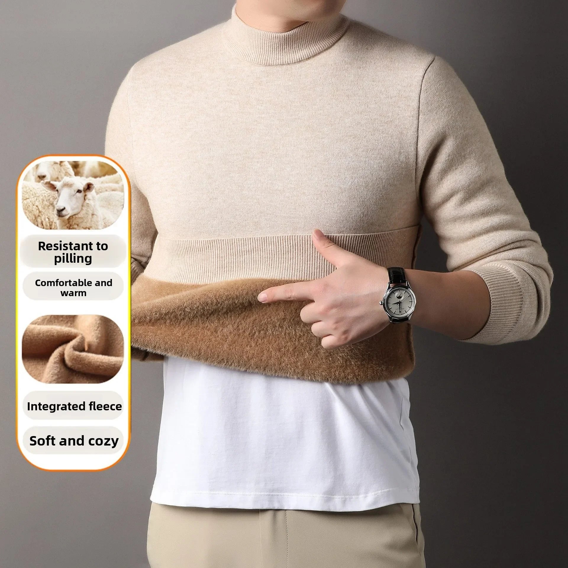 Everest™ Sweater with Premium Fleece Lining and High Neck / Sophisticated Warmth with Maximum Comfort Even on the Coldest Days!