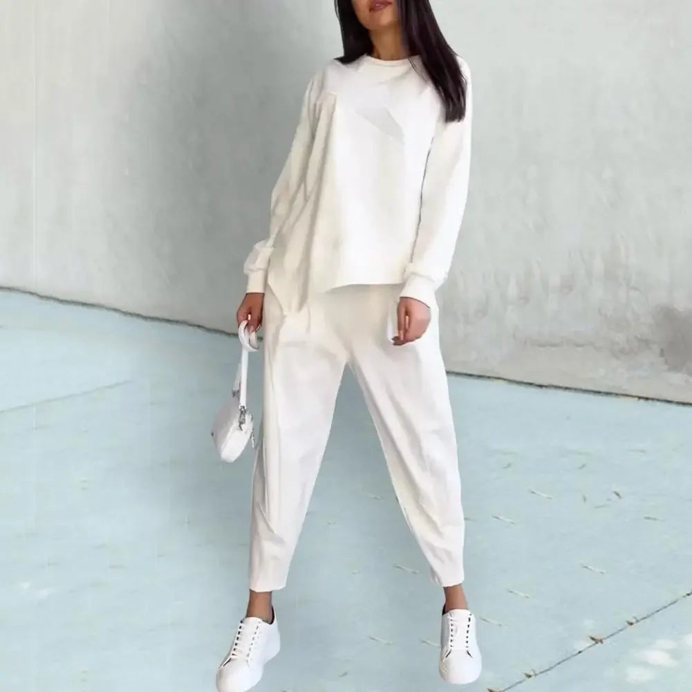 Eva™ Asymmetrical-Cut Sweatshirt and Jogger Pants Set with Pockets