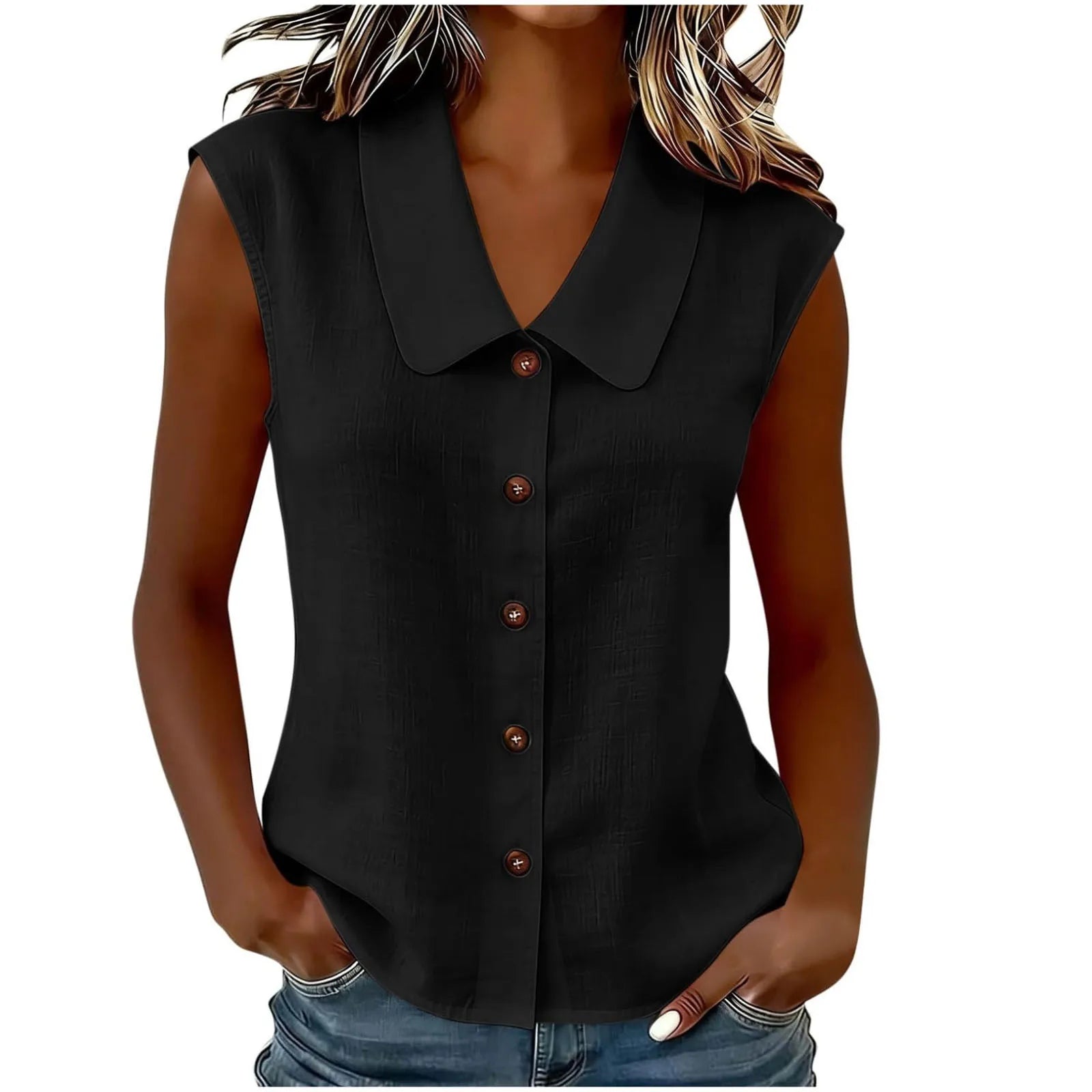 Celinea™ Cotton-Linen Shirt With Elegant Collar And Front Buttons