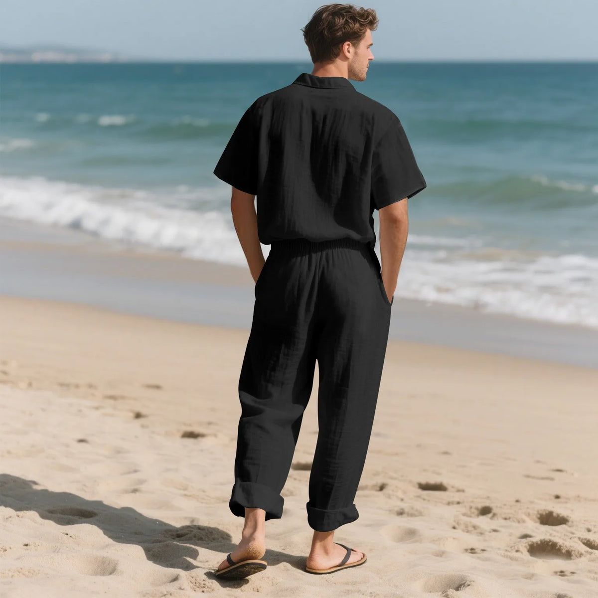 Leandro™ Set with a Sophisticated Look, Short-Sleeve Shirt and Straight-Leg Pants