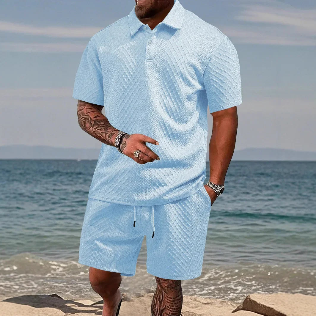 Cristiano™ Set with Textured Knit Fabric and a Structured Polo Collar