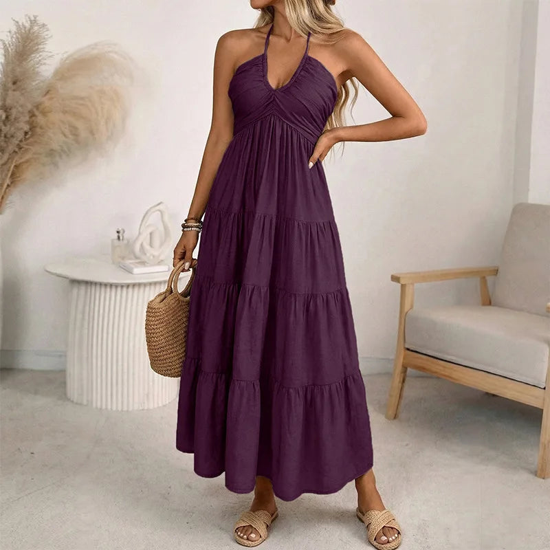 Solara Breeze™ Dress With Halter Neckline and Tiered Flowing Skirt