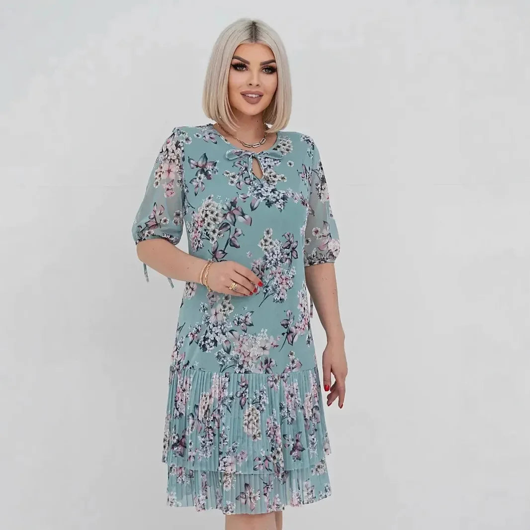 Evelyne™ Dress with a Delicate Floral Print and 3/4-Length Sleeves