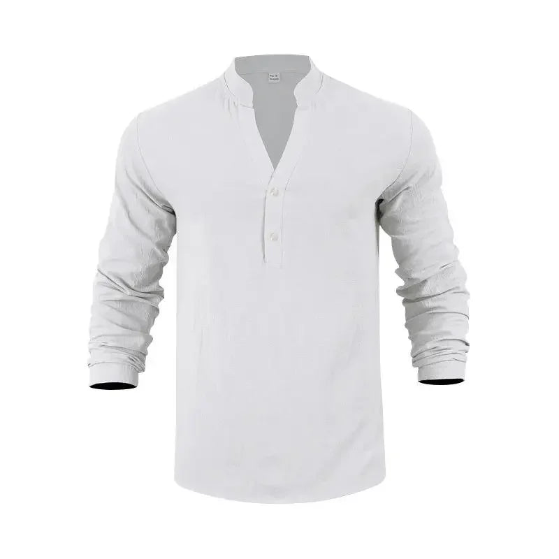 Orvian™ Shirt in Premium Linen with Minimalist Henley Collar