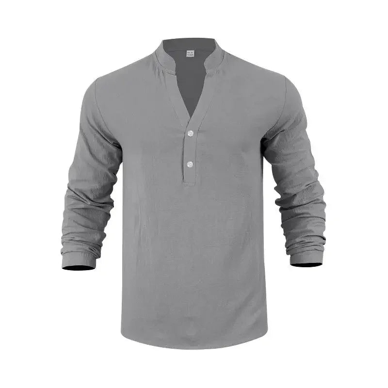 Orvian™ Shirt in Premium Linen with Minimalist Henley Collar