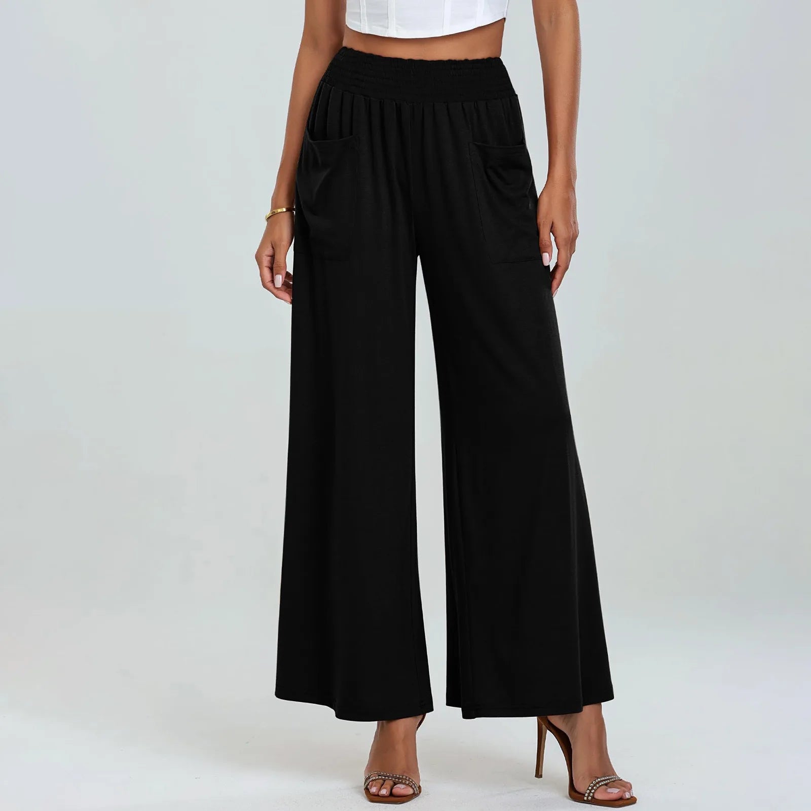 Lissara™ High-Waisted Wide-Leg Pants With Draped Pockets