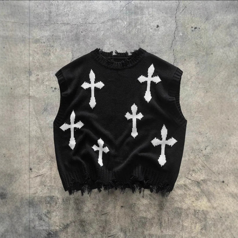 Montero™ Sleeveless Sweater In Soft Knit With Distressed Details