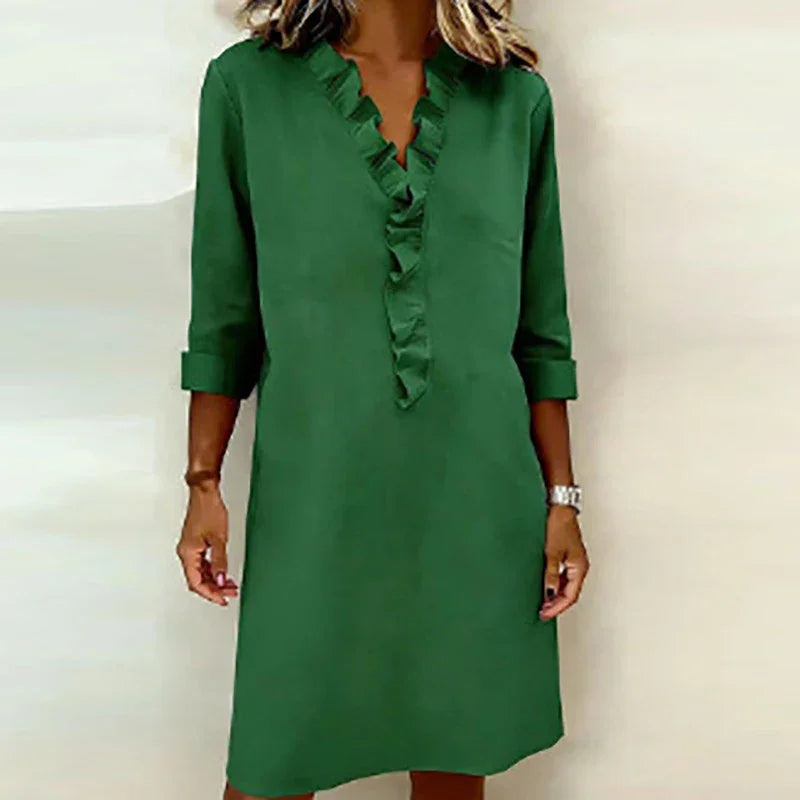 Calyra™ Dress with Ruffles at the Neckline and an Elegant Silhouette
